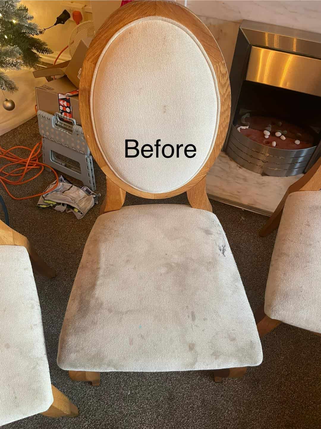 before cleaning chair