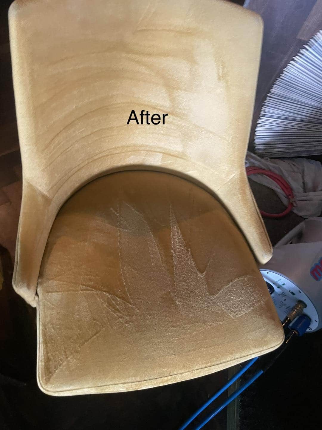 orange chair after cleaning