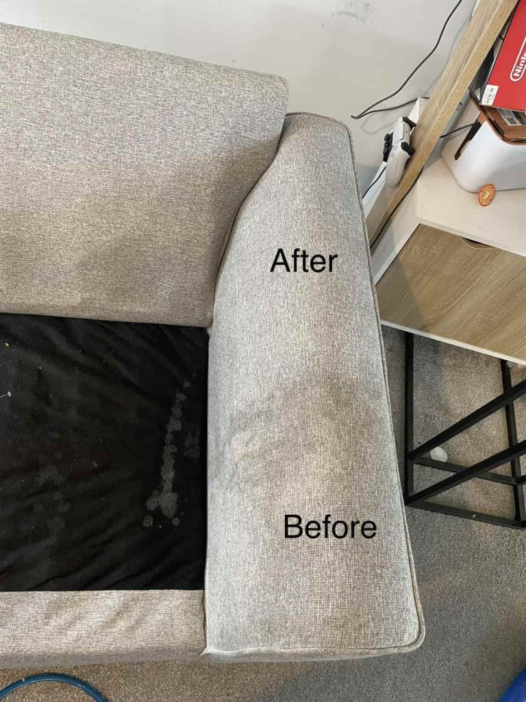 half clean half dirty sofa